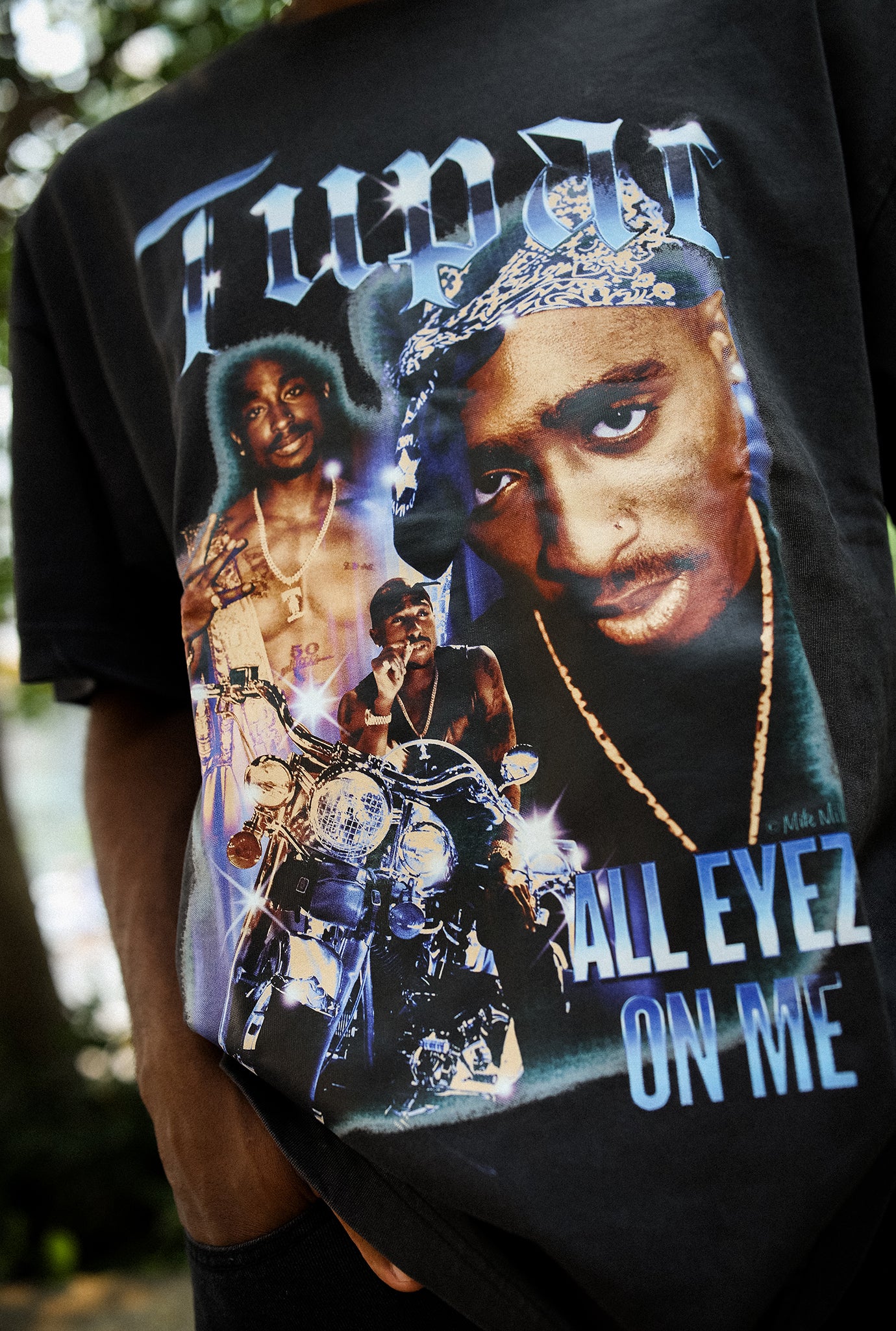 Tupac Heavyweight Garment Dyed T-Shirt - Black