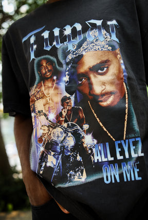 Tupac Heavyweight Garment Dyed T-Shirt - Black