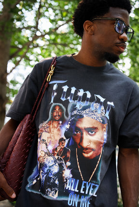 Tupac Heavyweight Garment Dyed T-Shirt - Black