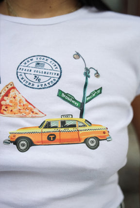 New York City Destination Icons Baby Tee - White