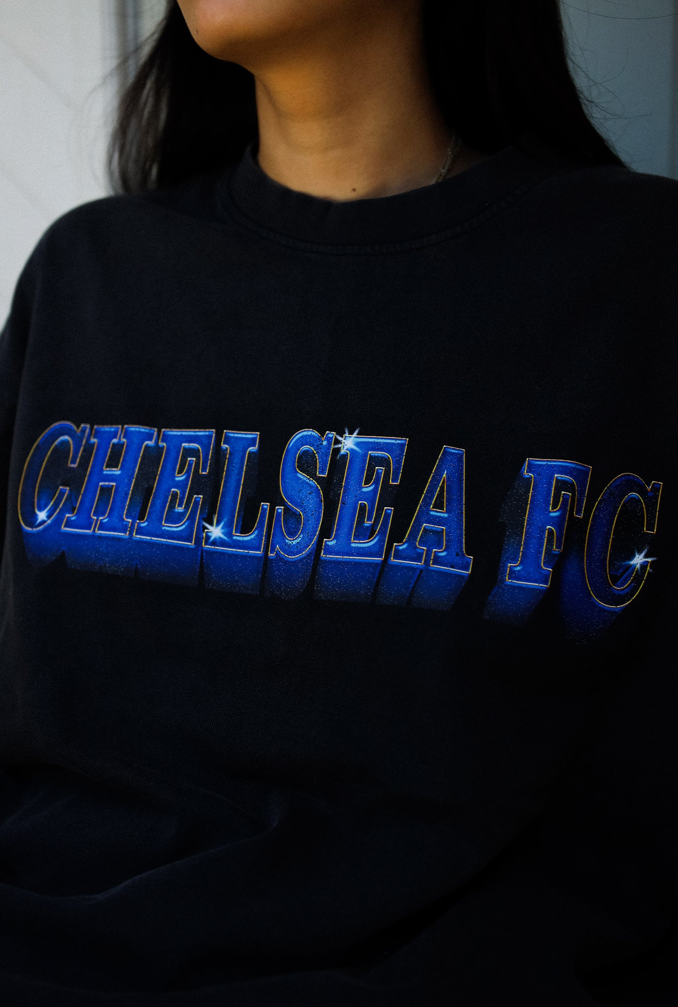 Chelsea FC Heavyweight Garment Dyed T-Shirt - Off Black