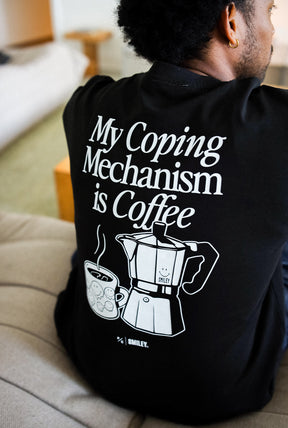 P/C x Smiley: My Coping Mechanism is Coffee Heavyweight T-Shirt - Black