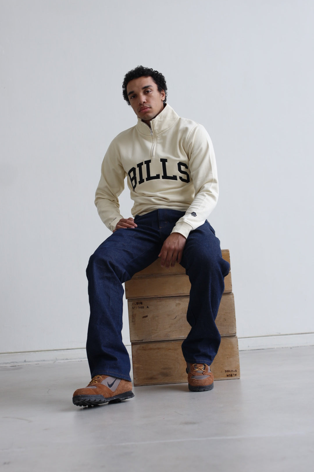 Buffalo Bills Collegiate Quarter Zip - Ivory