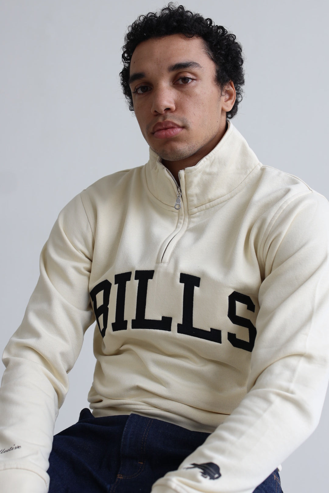 Buffalo Bills Collegiate Quarter Zip - Ivory