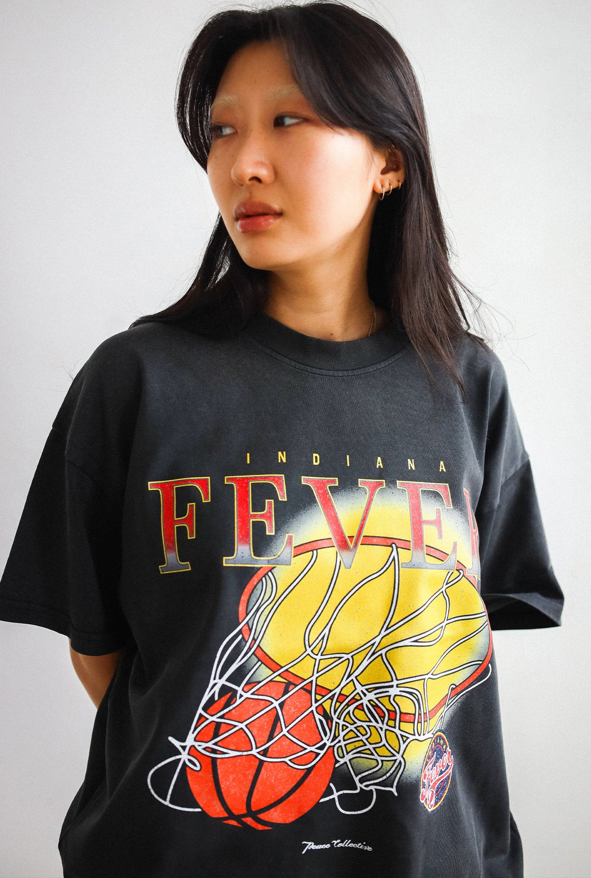 Indiana Fever Garment Dyed Heavyweight T-Shirt - Off Black