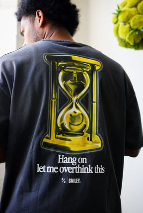 P/C x Smiley: Hang on Let me Overthink this Heavyweight Garment Dyed T-Shirt - Black
