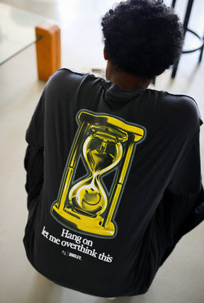 P/C x Smiley: Hang on Let me Overthink this Heavyweight Garment Dyed T-Shirt - Black