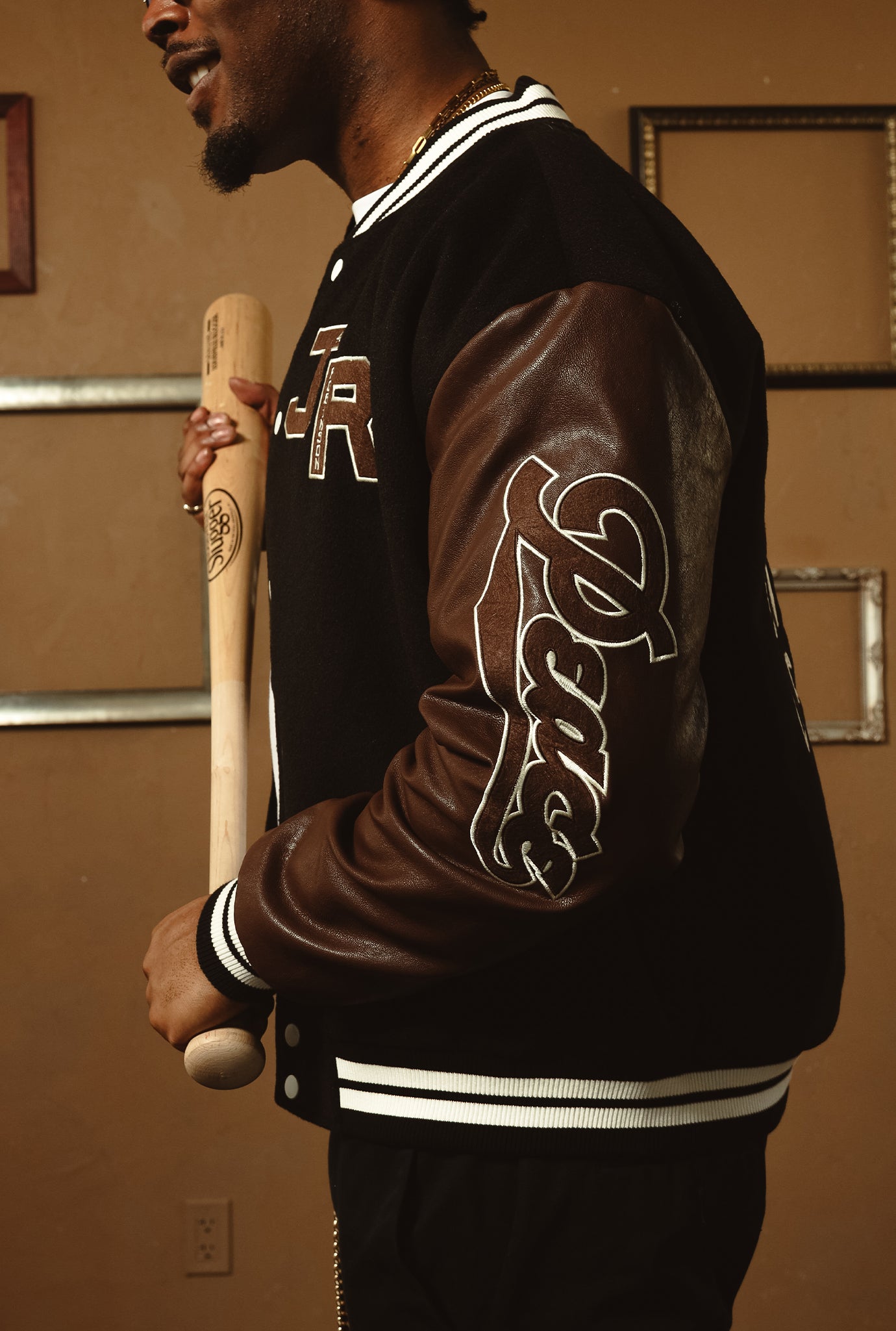 P/C x Jackie Robinson Letterman Jacket - Black