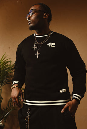 P/C x Jackie Robinson Ribbed Heavyweight Crewneck - Black