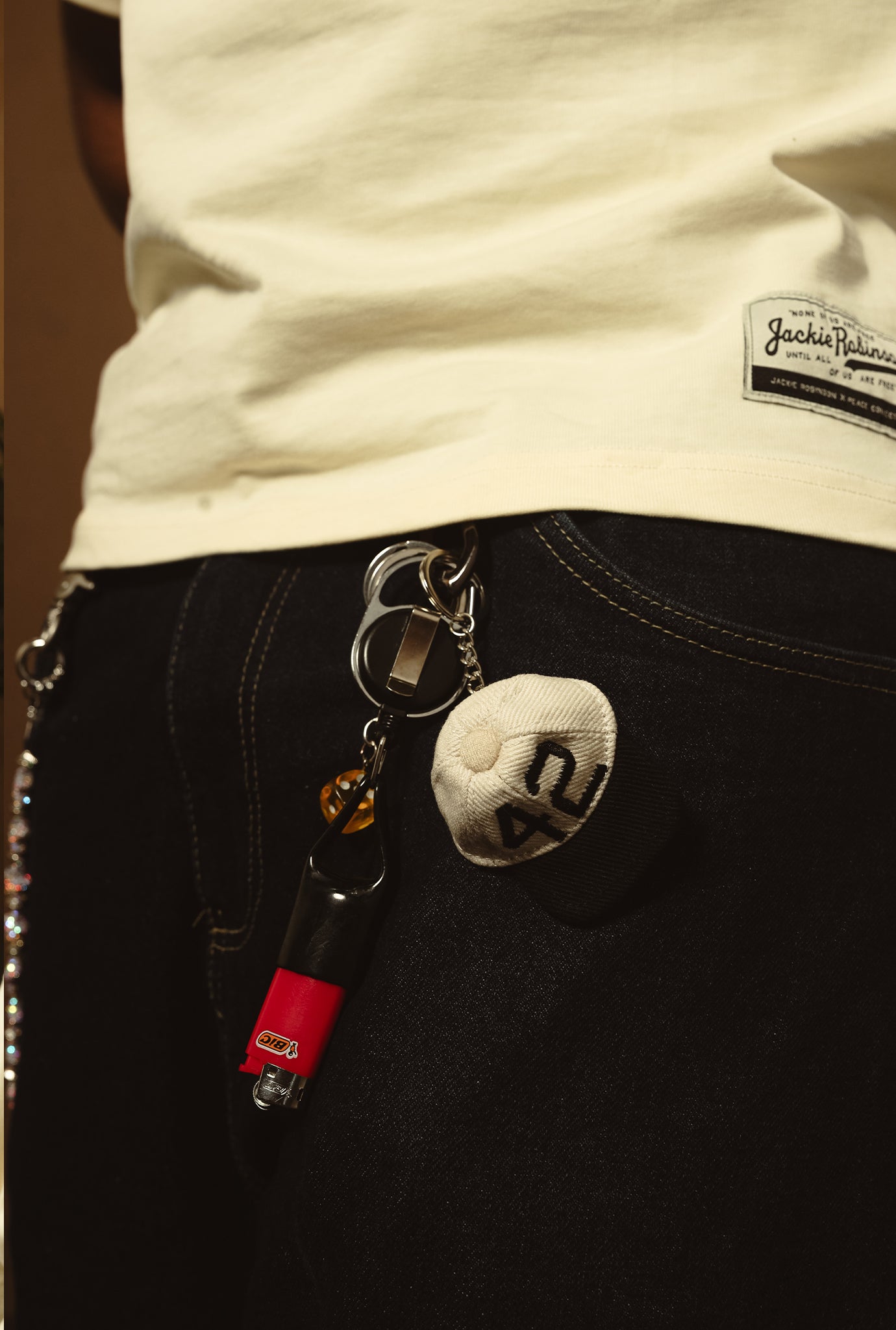 P/C x Jackie Robinson Mini Hat Keychain - Ivory