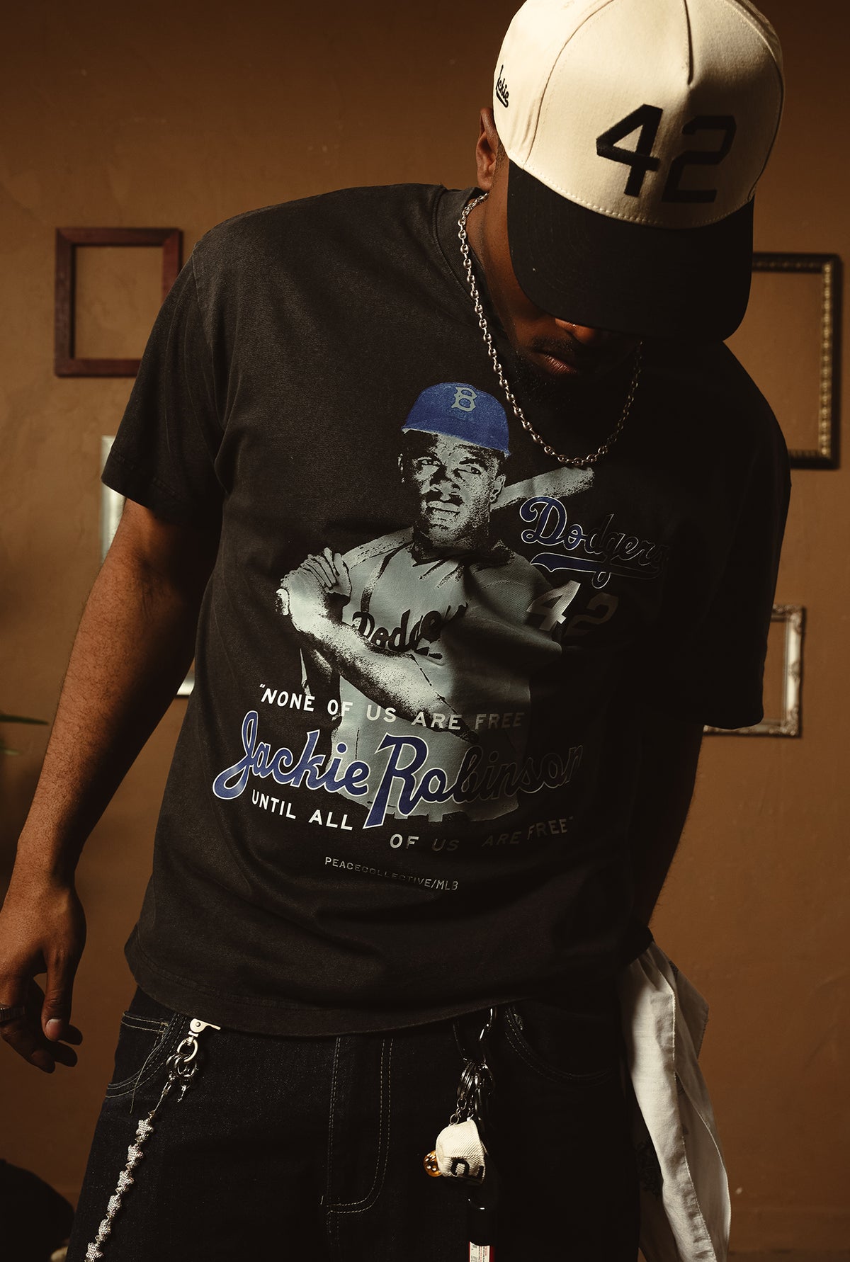 P/C x Jackie Robinson Garment Dyed T-Shirt - Black