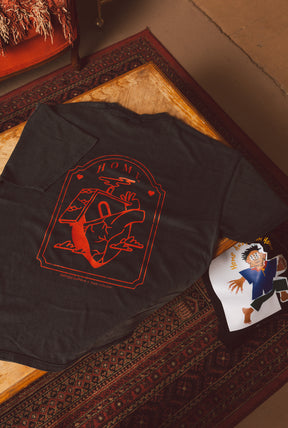Home is Where the Heart is Heavyweight Garment Dyed T-Shirt - Black