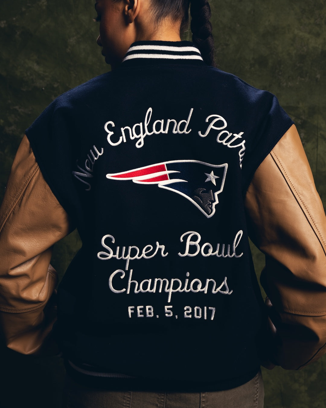 Super Bowl 2017 New England Patriots vs. Atlanta Falcons Varsity Jacket - Navy