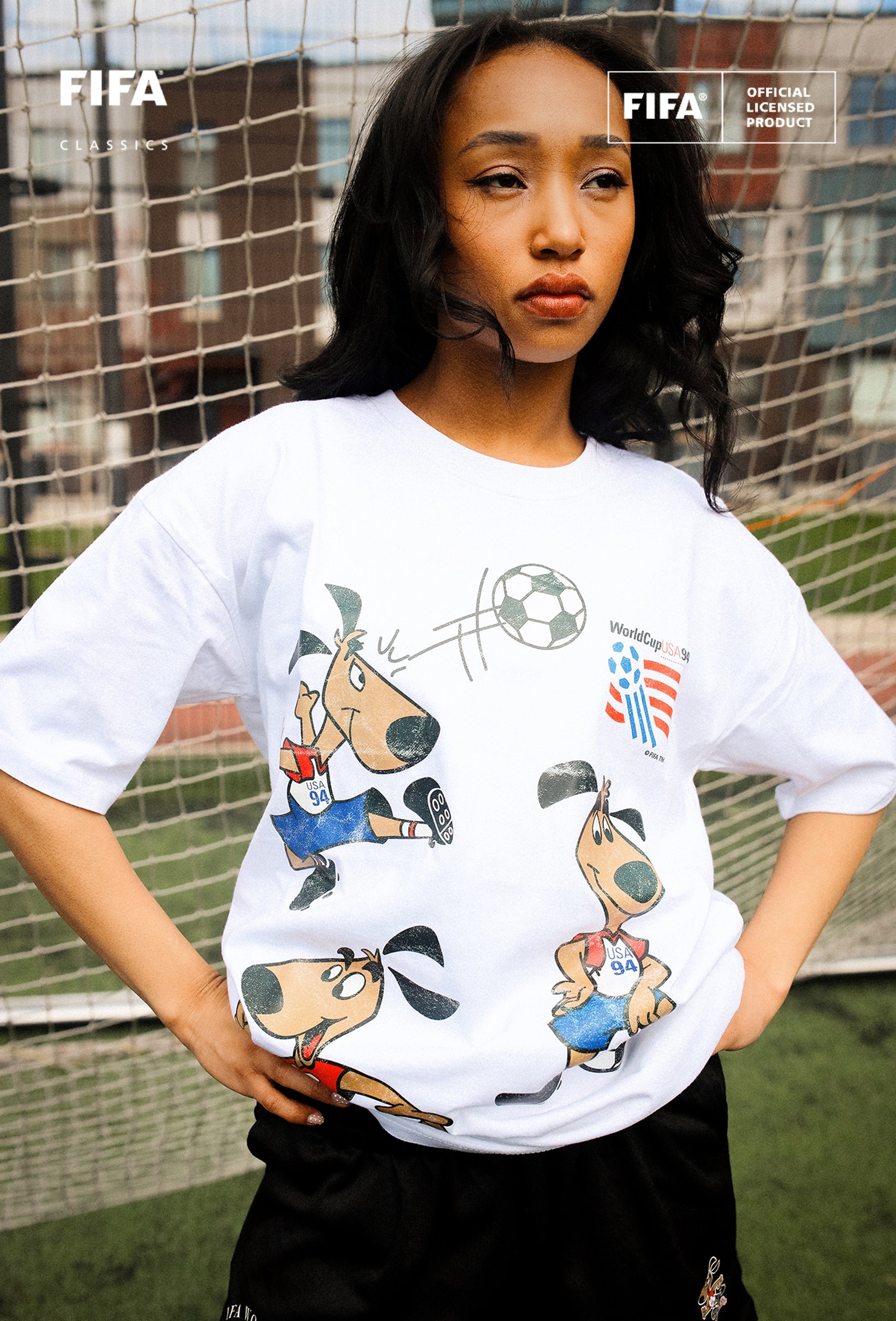 T-shirt épais blanc à l'effigie de la mascotte américaine de la Coupe du Monde de la FIFA 1994
