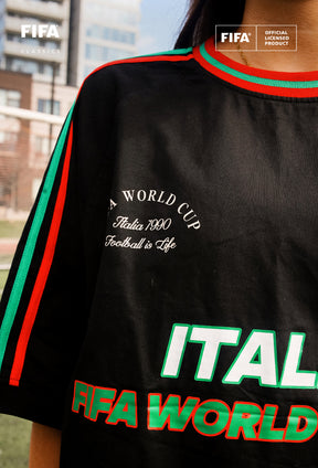 T-shirt Boxy Italie Coupe du Monde de la FIFA 1990 - Noir