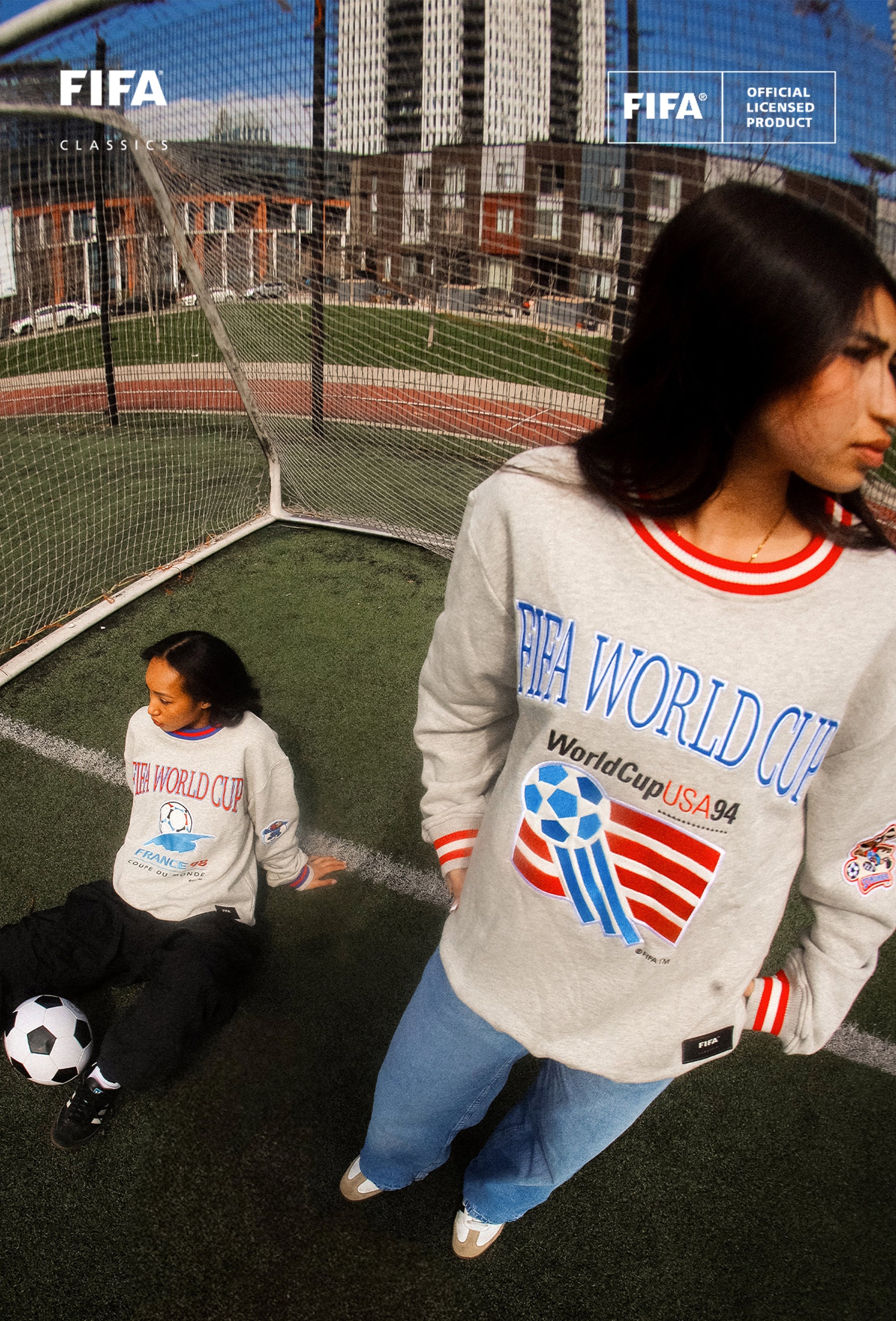 Coupe du Monde de la FIFA 1994 États-Unis Sweat-shirt épais à col rond - Gris cendré
