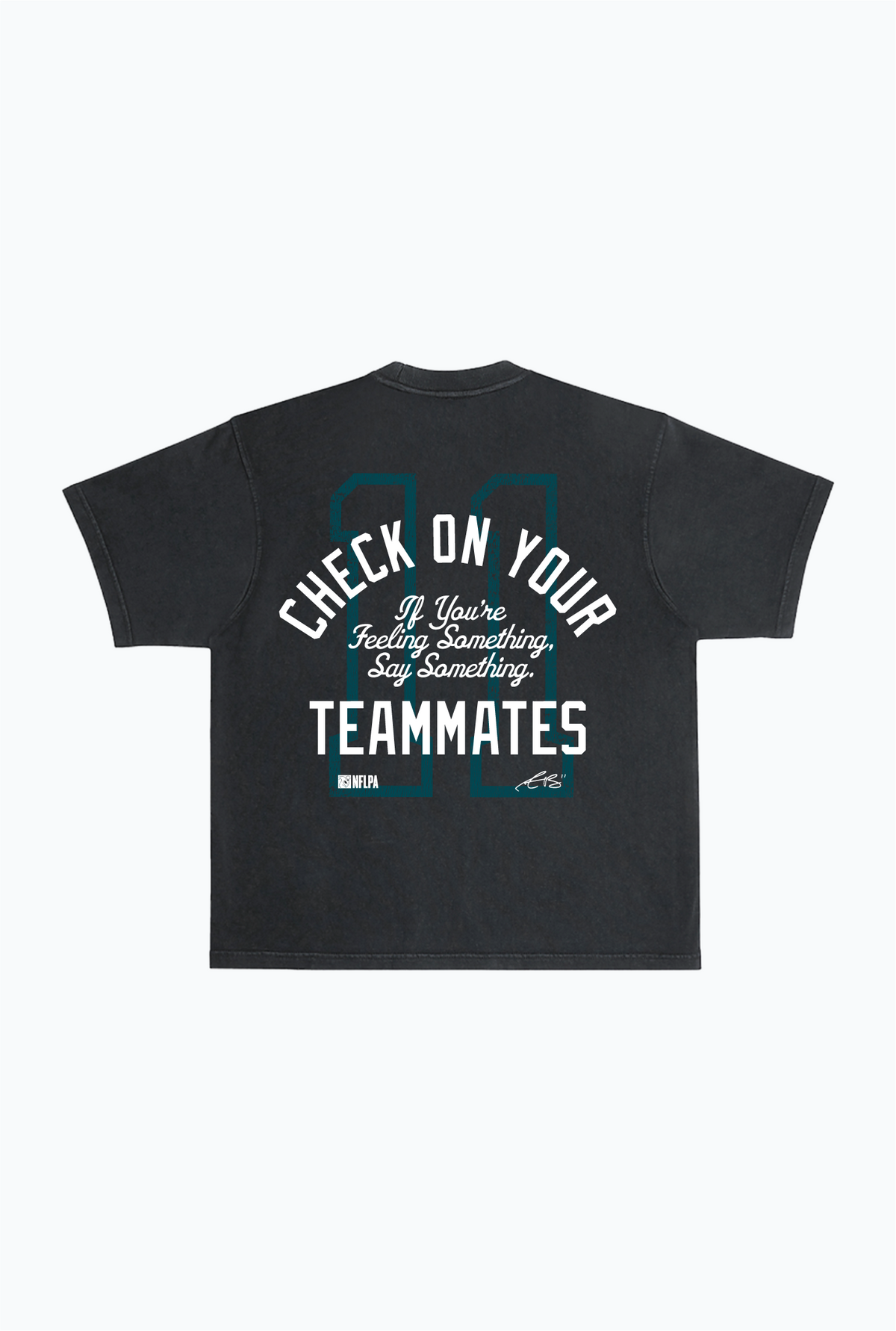 P/C x AJ Brown Teammates Heavyweight Garment Dyed T-Shirt - Black