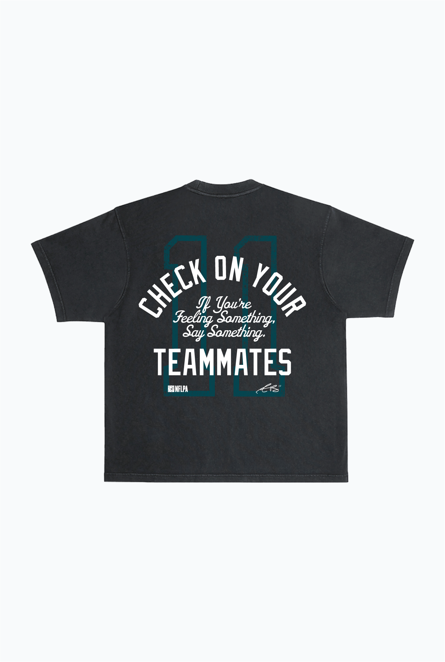 P/C x AJ Brown Teammates Heavyweight Garment Dyed T-Shirt - Black