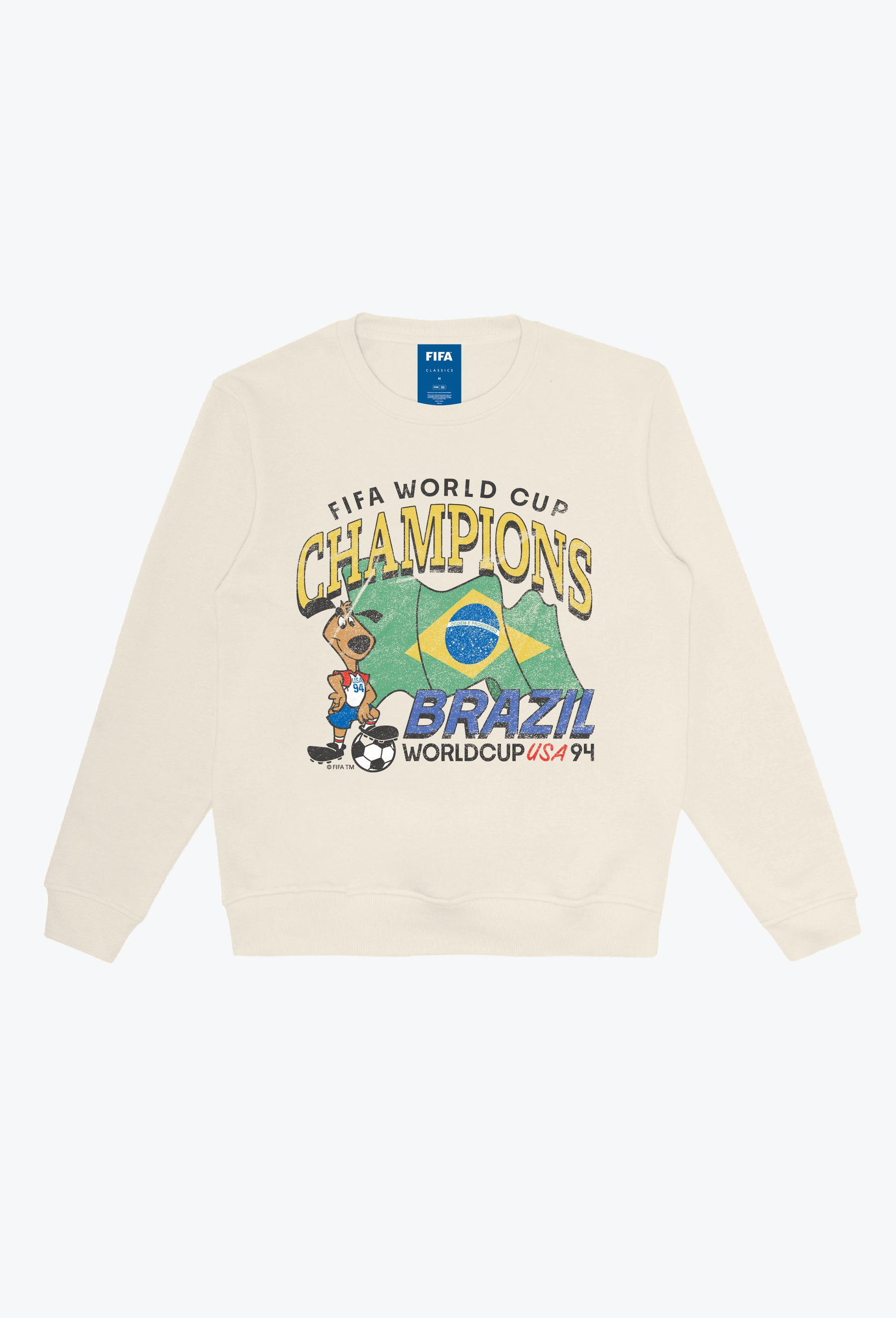 T-shirt ras du cou épais FIFA Brésil 94 Champions de la Coupe du Monde - Ivoire