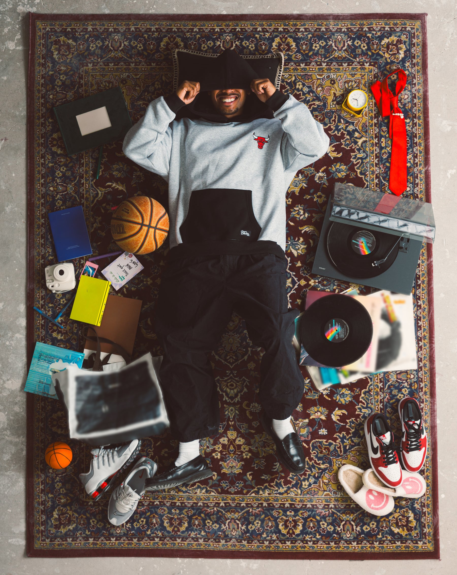 Chicago Bulls Colour Block Heavyweight Hoodie - Schwarz/Grau meliert