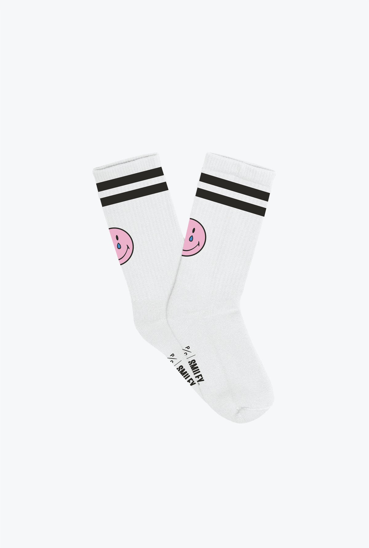 SMILEY: Being Human is Hard Crew Socks - White