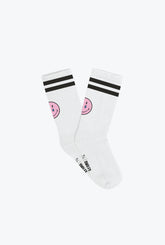 SMILEY: Being Human is Hard Crew Socks - White