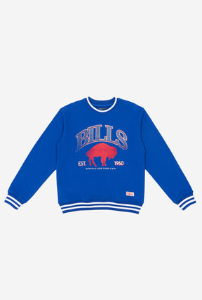 Buffalo Bills Vintage Striped Heavyweight Crewneck - Royal
