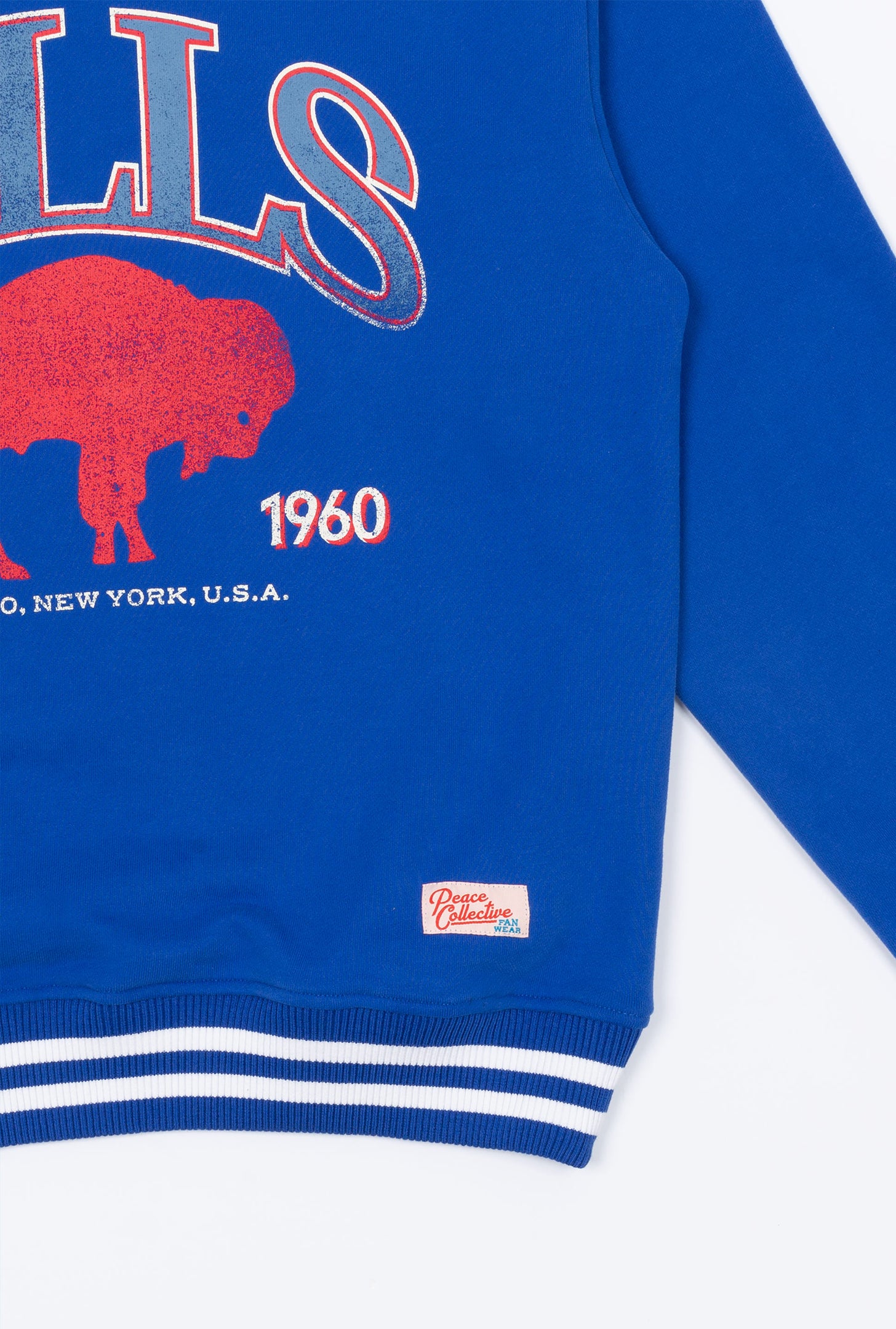 Buffalo Bills Vintage Striped Heavyweight Crewneck - Royal