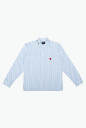 Chicago Bulls Long Sleeve Poplin Shirt - White / Blue