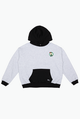 Boston Celtics Colour Block Heavyweight Hoodie - Black / Grey Melange