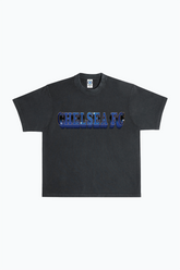 Chelsea FC Heavyweight Garment Dyed T-Shirt - Off Black