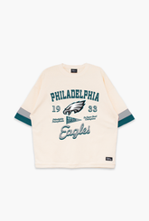 Philadelphia Eagles Vintage Clubhouse Colour Blocked Heavyweight T-Shirt - Ivory