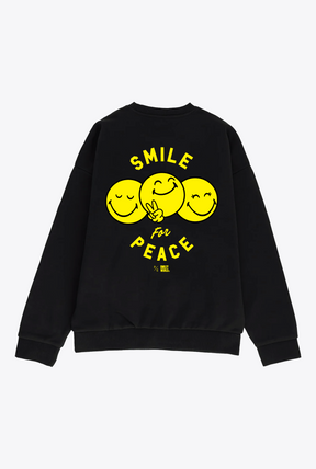 P/C x SmileyWorld Smile for Peace Heavyweight Crewneck - Black