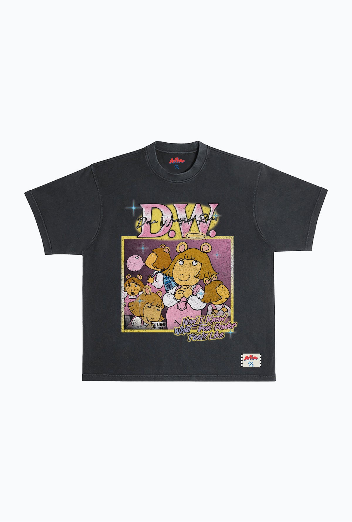 P/C x Arthur D.W. Graphic Heavyweight Garment Dyed T-Shirt - Black