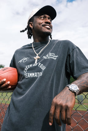 P/C x AJ Brown Teammates Heavyweight Garment Dyed T-Shirt - Black