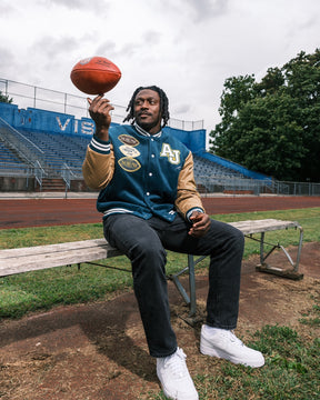 P/C x AJ Brown Varsity Jacket - Green