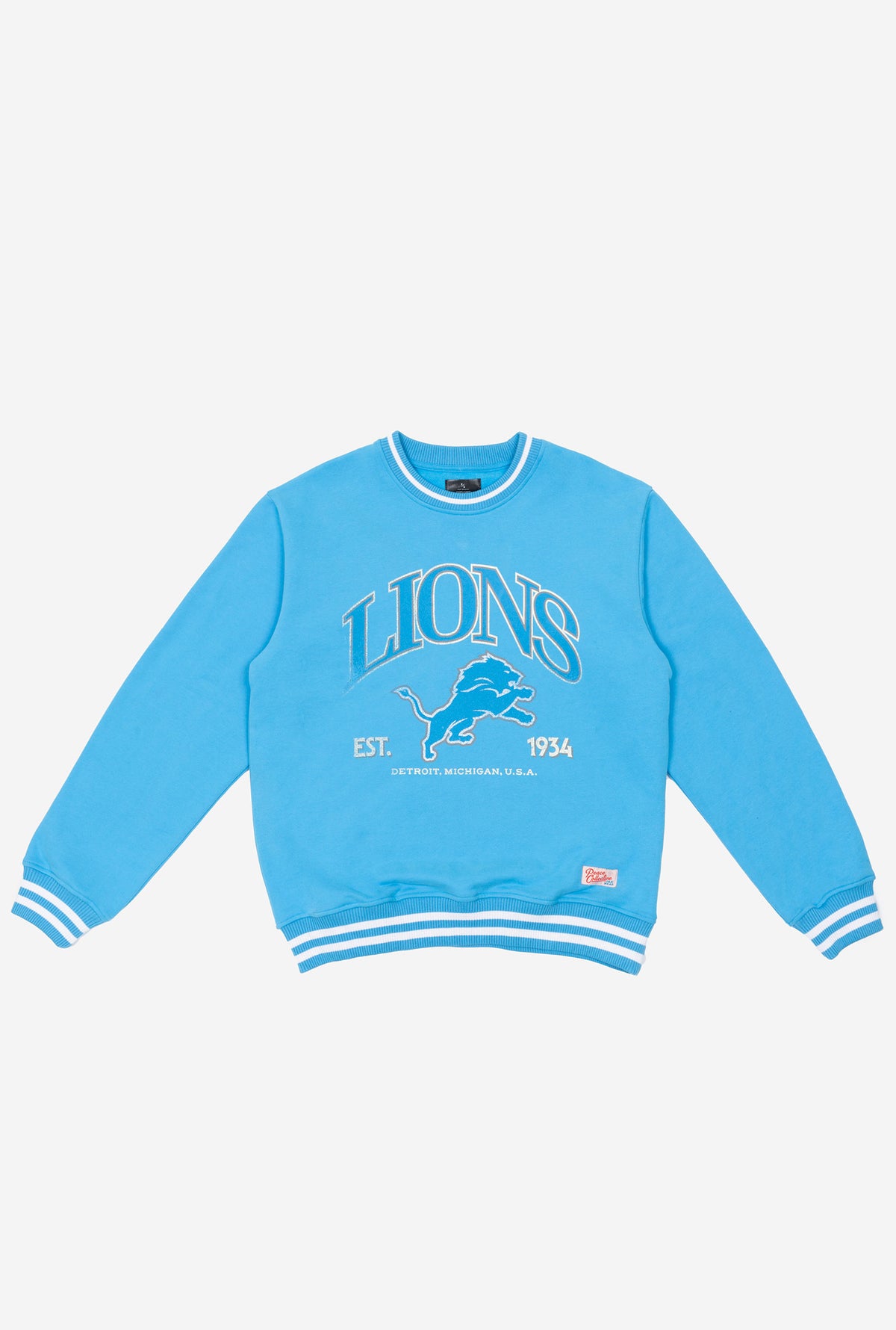 Detroit Lions Vintage Striped Heavyweight Crewneck - Baby Blue