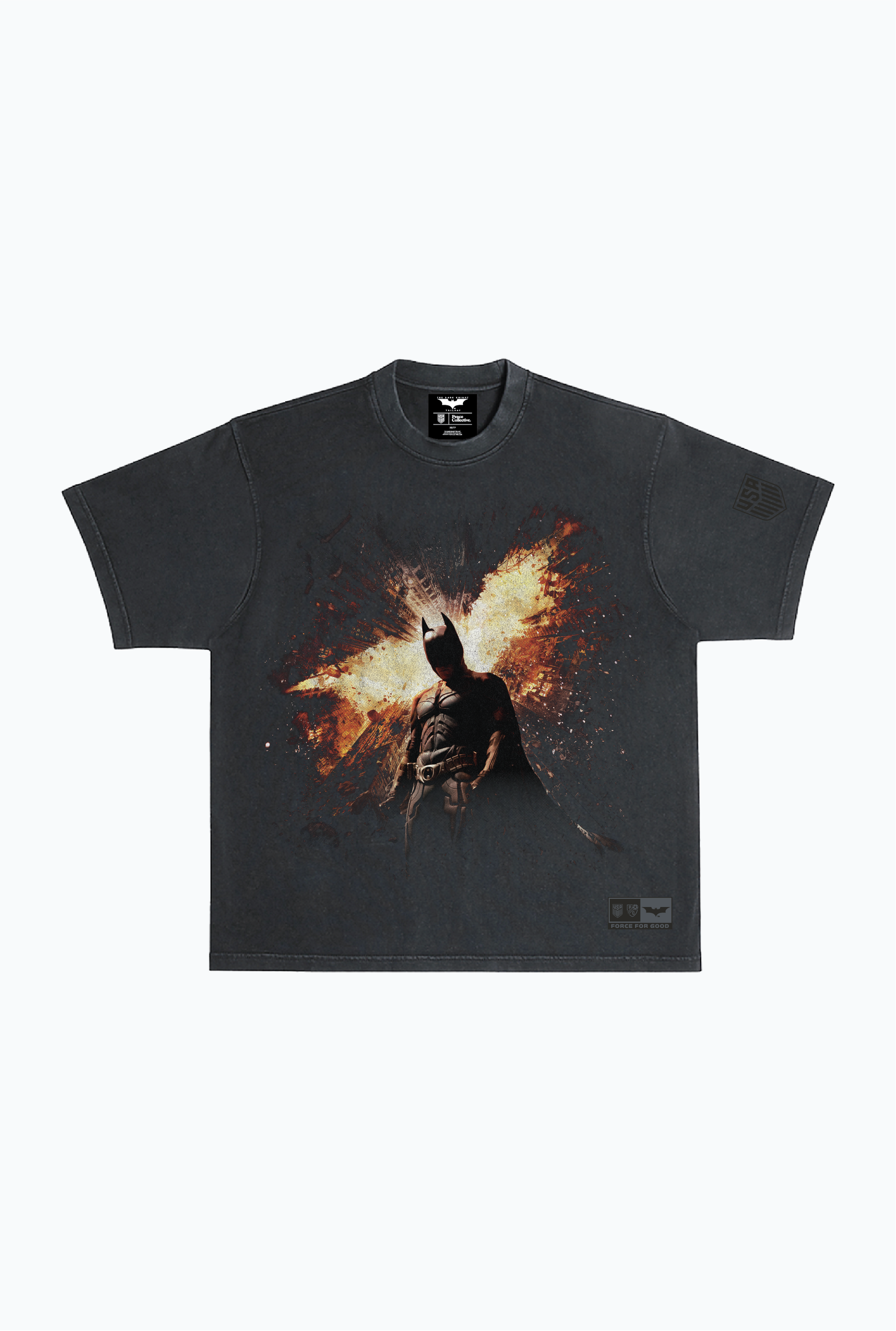 T-shirt épais teint en pièce US Soccer x DC Comics The Dark Knight Rises - Noir