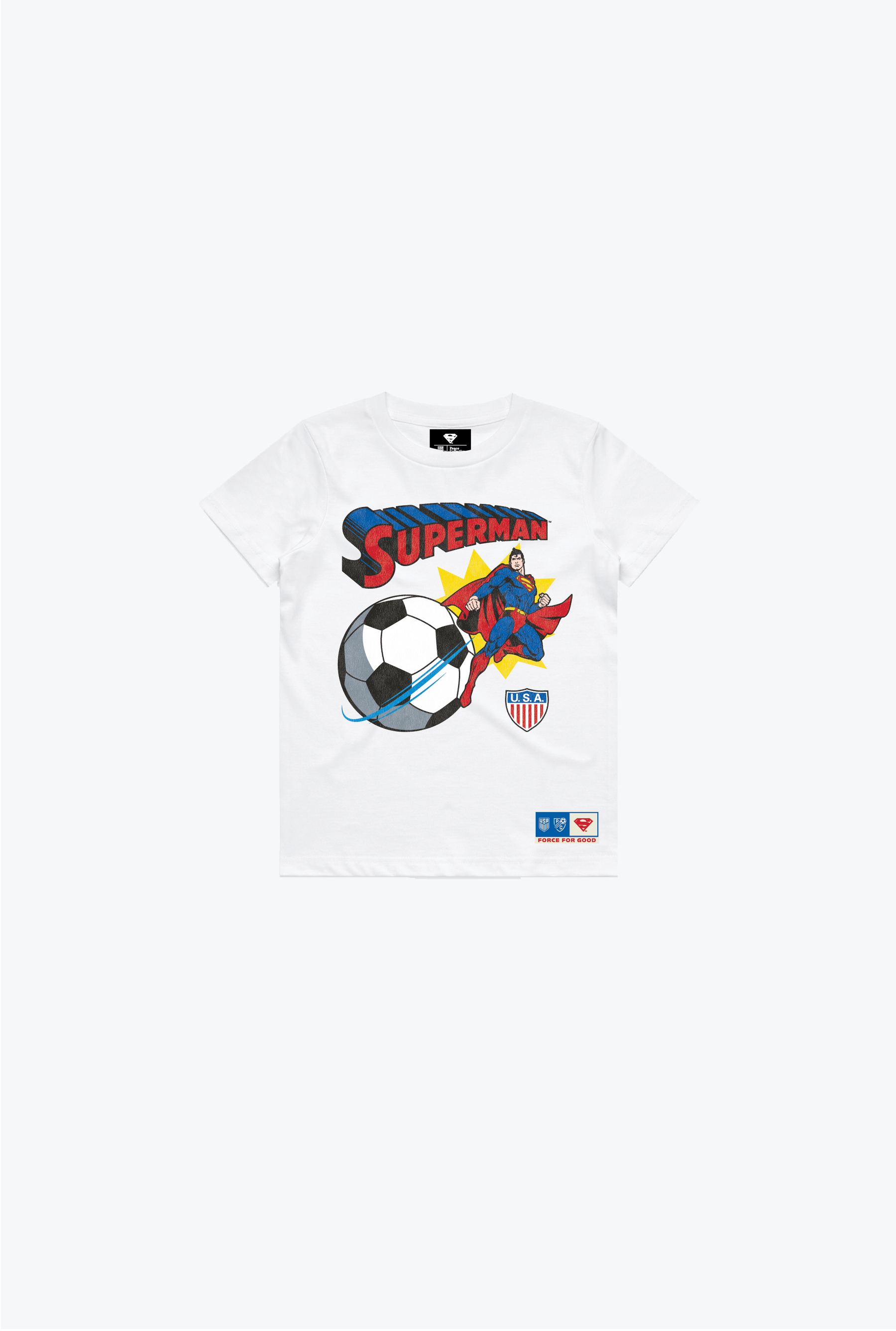 Camiseta juvenil US Soccer x DC Comics Superman Fuerza Para el Bien - Blanca