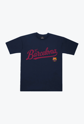 FC Barcelona Script Heavyweight T-Shirt - Navy