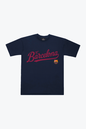 FC Barcelona Script Heavyweight T-Shirt - Navy