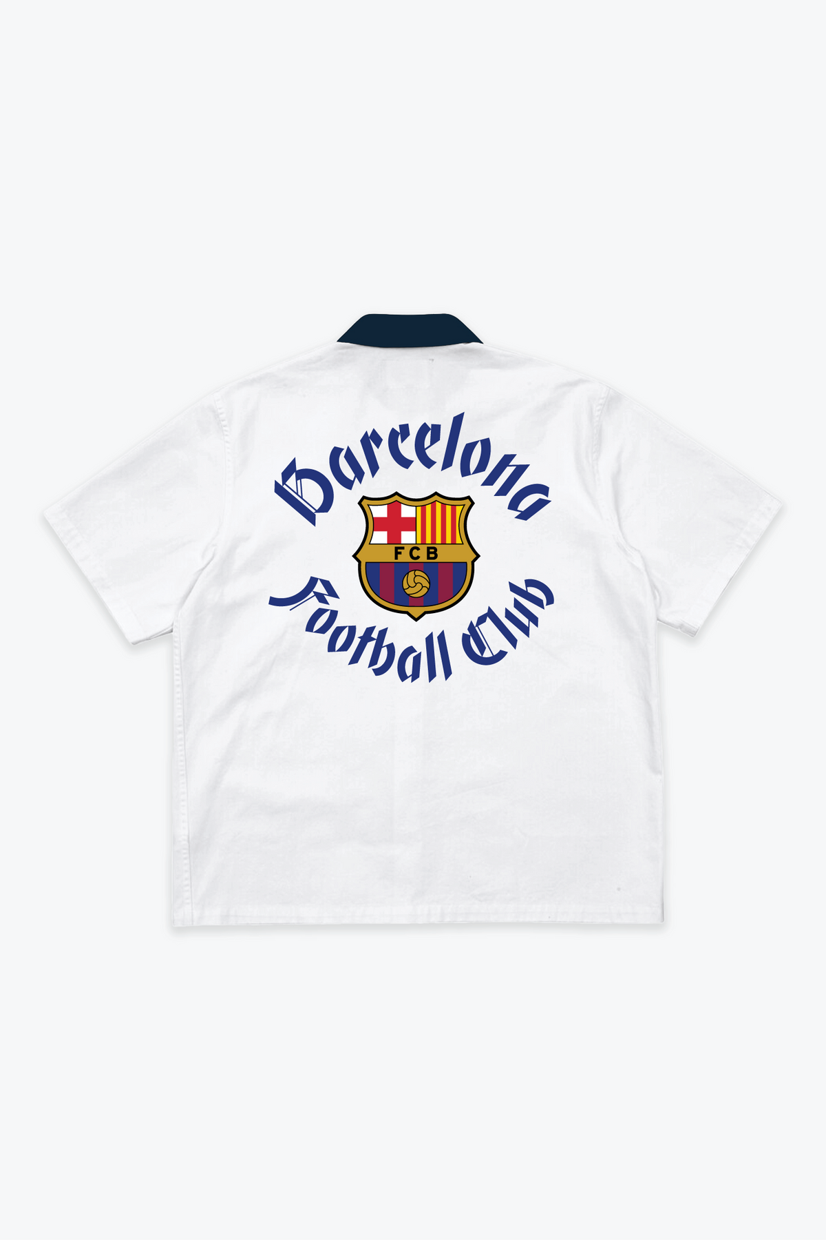 FC Barcelona Short Sleeve Button-Up - White