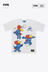 T-shirt lourd blanc à l'effigie de la mascotte de la France pour la Coupe du Monde de la FIFA 1998
