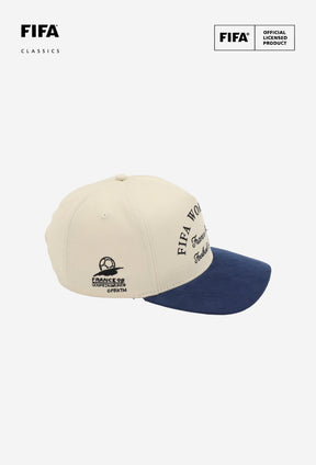 Casquette en daim à monture A, Coupe du Monde de la FIFA, France 1998 - Ivoire/Bleu marine