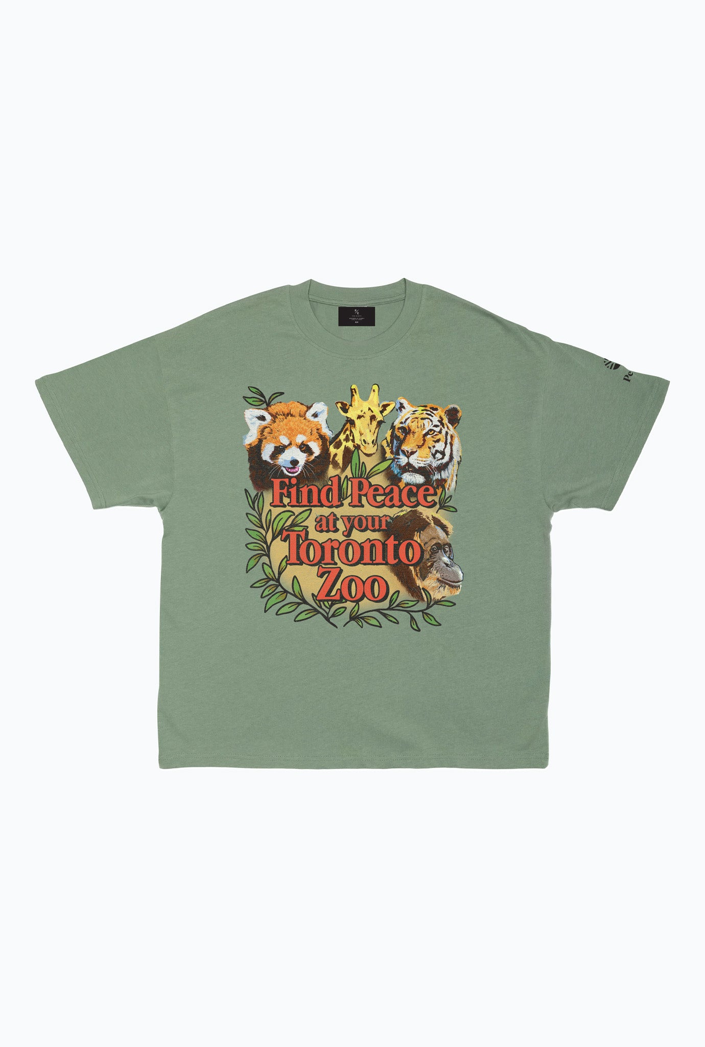 Toronto Zoo Find Peace Heavyweight Garment Dyed T-Shirt - Dusty Green