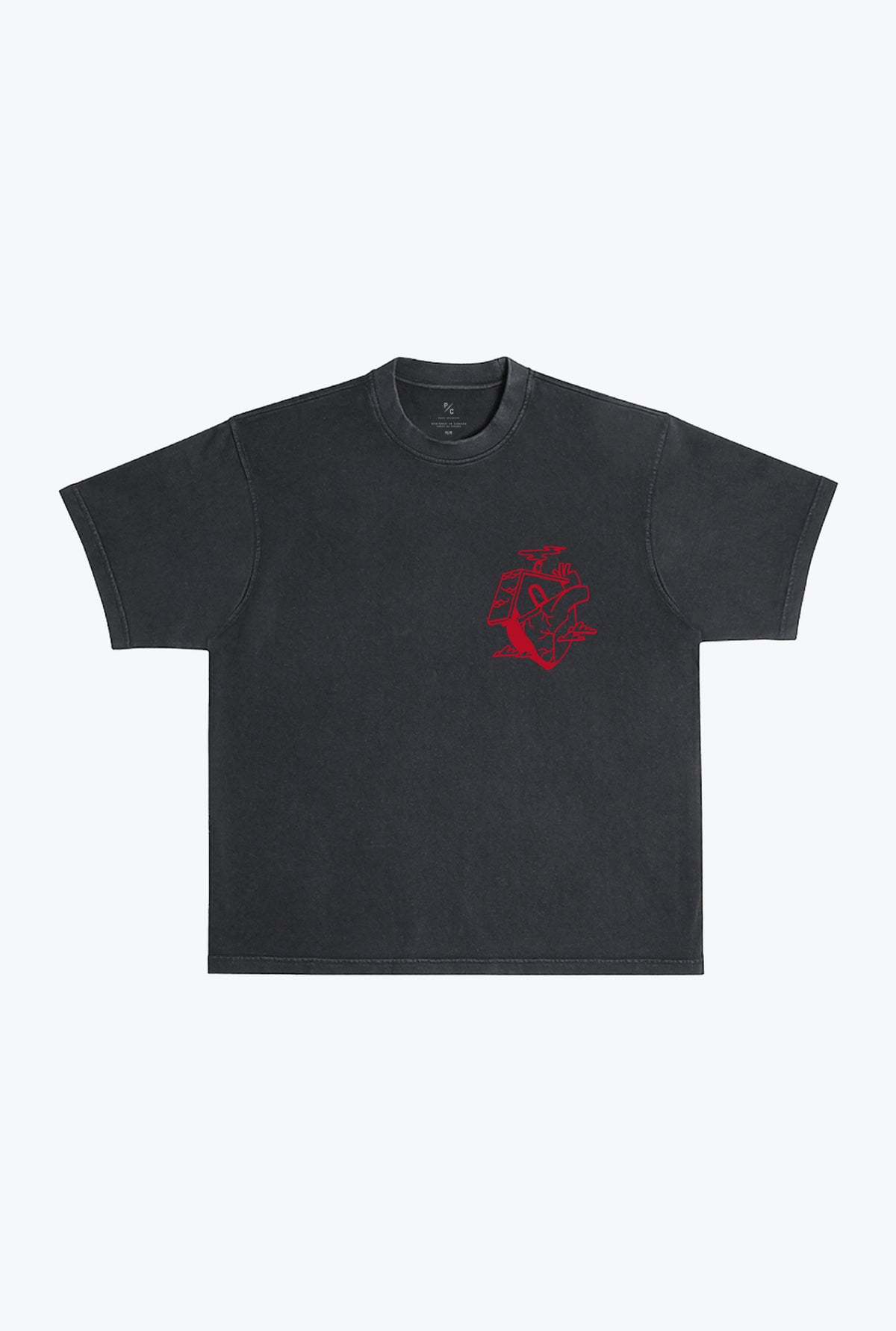 Home is Where the Heart is Heavyweight Garment Dyed T-Shirt - Black