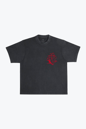 Home is Where the Heart is Heavyweight Garment Dyed T-Shirt - Black