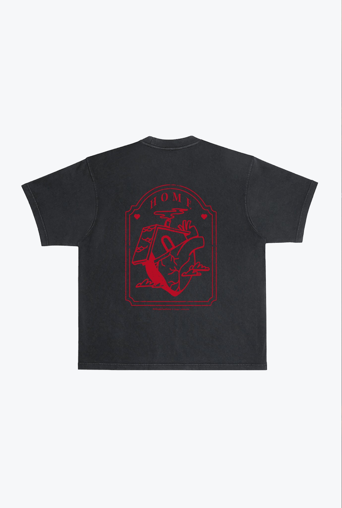 Home is Where the Heart is Heavyweight Garment Dyed T-Shirt - Black