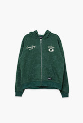 Green Bay Packers Sport Through Texture Heavyweight Full Zip Hoodie - Forest Green