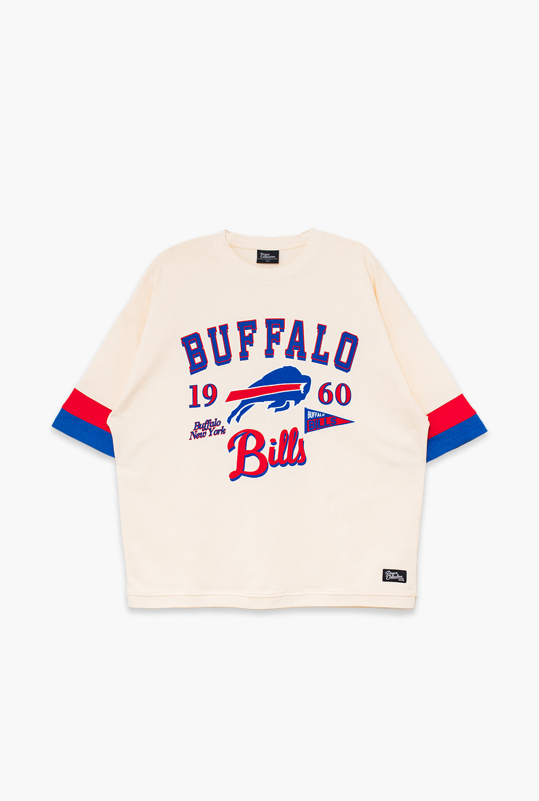 Buffalo Bills Vintage Clubhouse Colour Blocked Heavyweight T-Shirt - Ivory